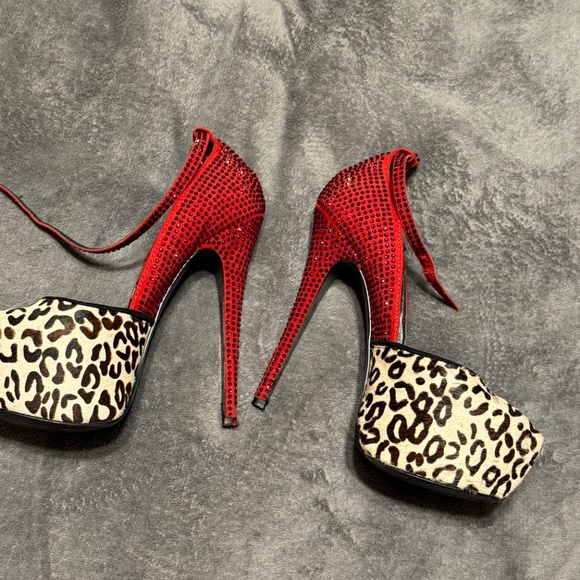 SM /PLATFORM LEOPARD PRINT RED RHINESTONE - Picture 2 of 10
